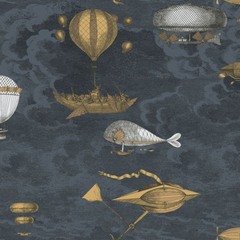 Macchine Volanti Wallpaper - Slate Blue & Metallics - 97/1002