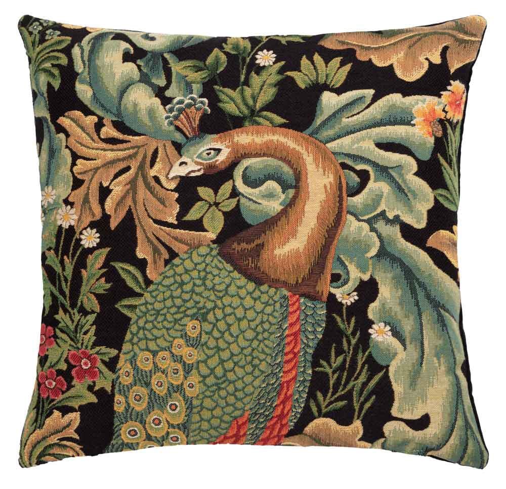 Forest Peacock Regular Cushion with Feather Filler 