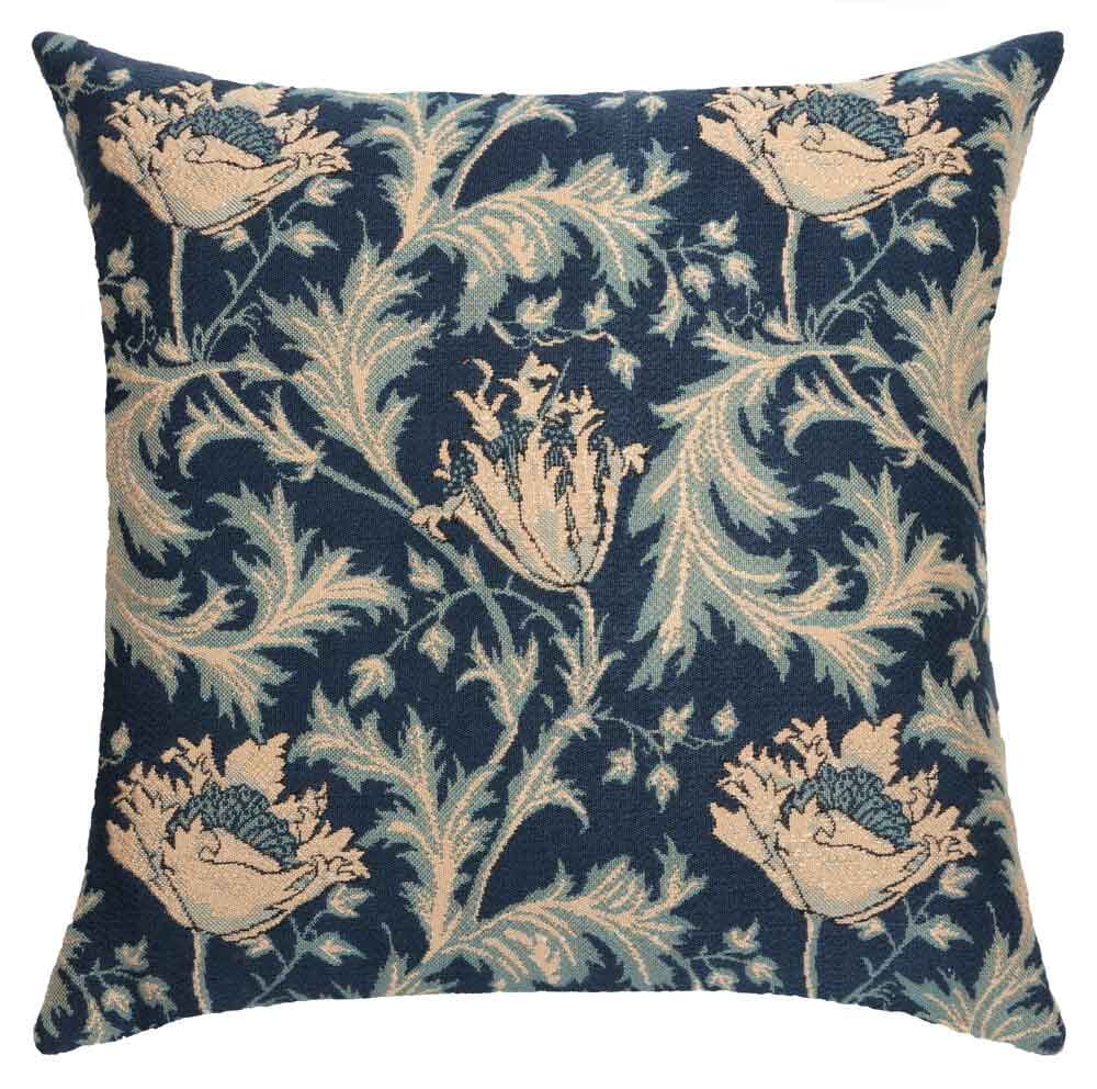 Anemone Blue Silver Regular Cushion with Feather Filler 