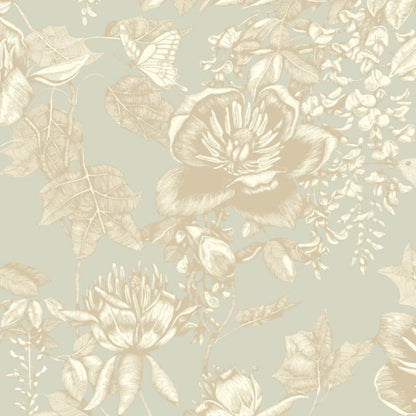 Tivoli Wallpaper - Metallic Gilver on Old Olive - 99/7031