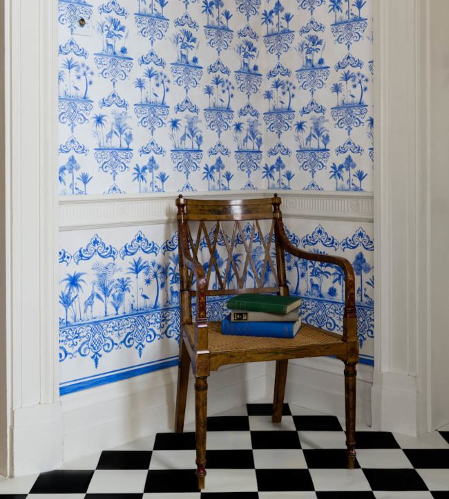 Rousseau Wallpaper - Blue on White - 99/9037