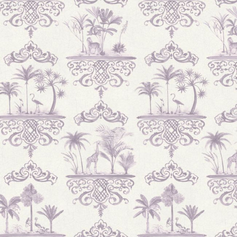Rousseau Wallpaper - Mulberry on White - 99/9038
