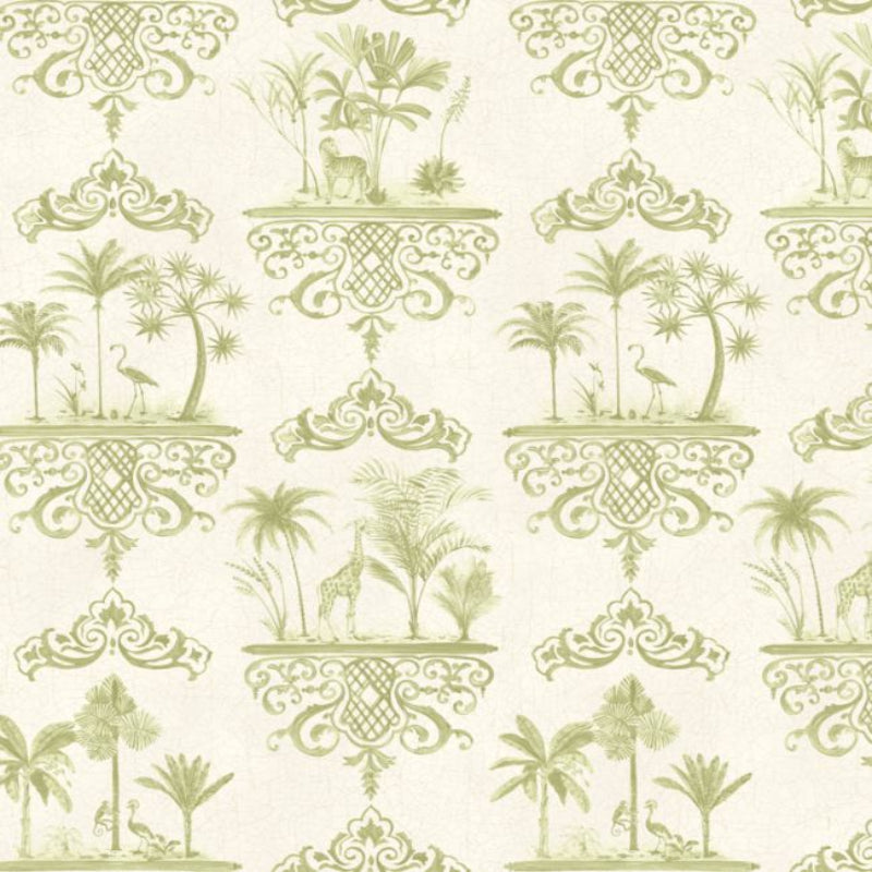 Rousseau Wallpaper - Olive Green on Cream - 99/9040