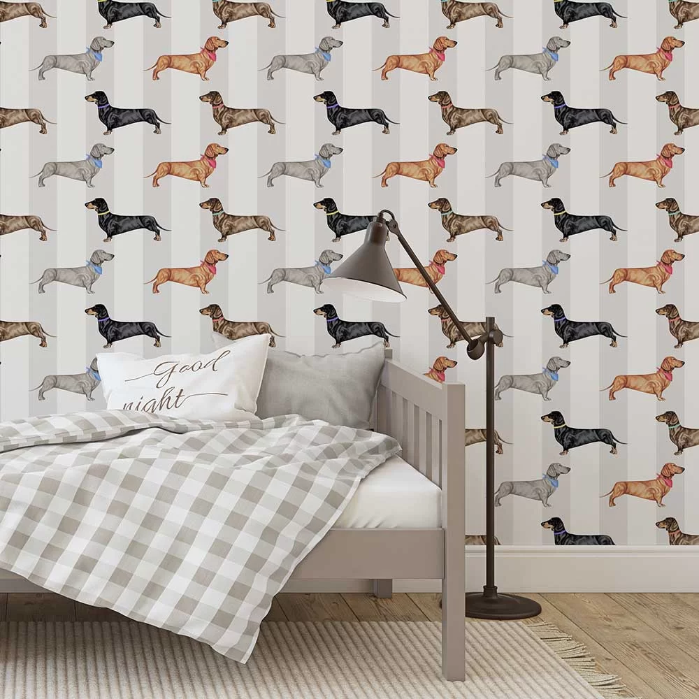 Dachshund Wallpaper - Natural - The Graduate Collection