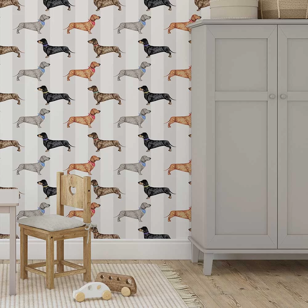 Dachshund Wallpaper - Natural - The Graduate Collection