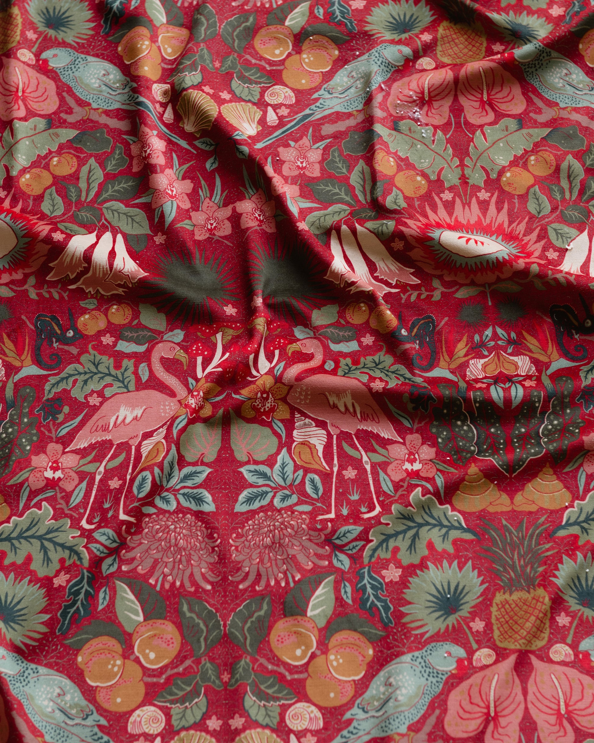 Oasis Fabric with Recycled Eco-Velvet - Red - Wear The Walls