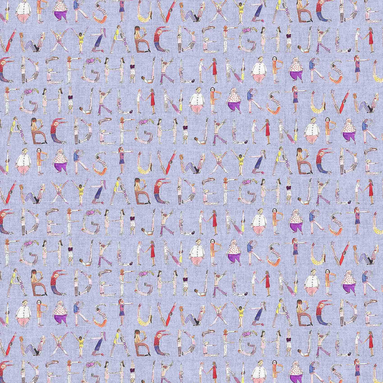 Alphabet People Lilac Fabric