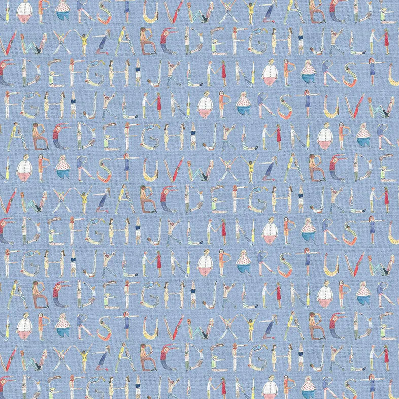 Alphabet People Sky Fabric