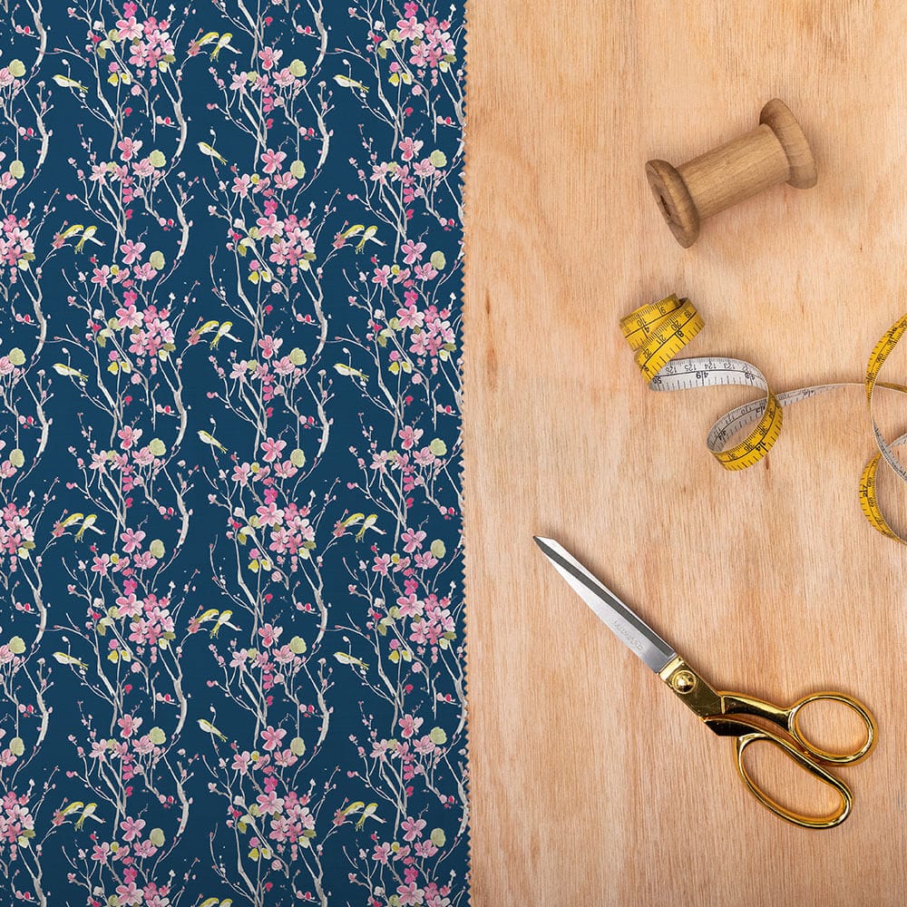 Armathwaite Blossom Navy Lomond Pima Lawn Cotton - Dress Fabric