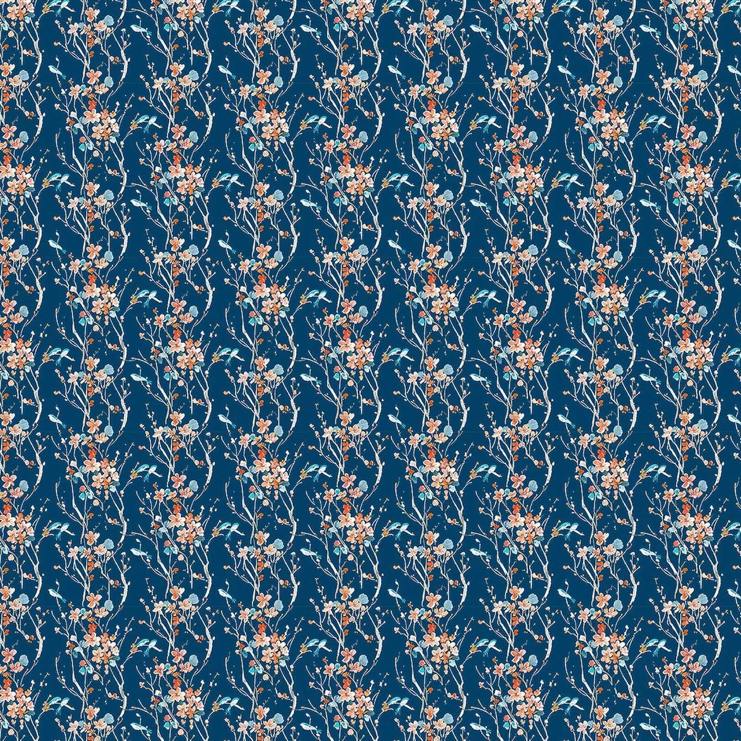 Armathwaite Peach Navy Lomond Pima Lawn Cotton - Dress Fabric
