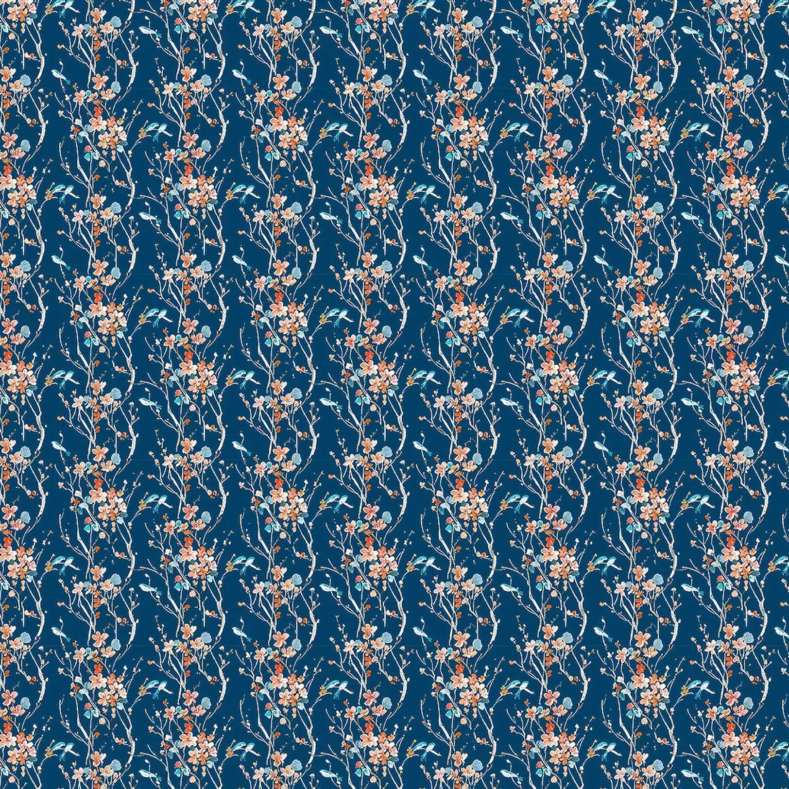 Armathwaite Peach Navy Lomond Pima Lawn Cotton - Dress Fabric