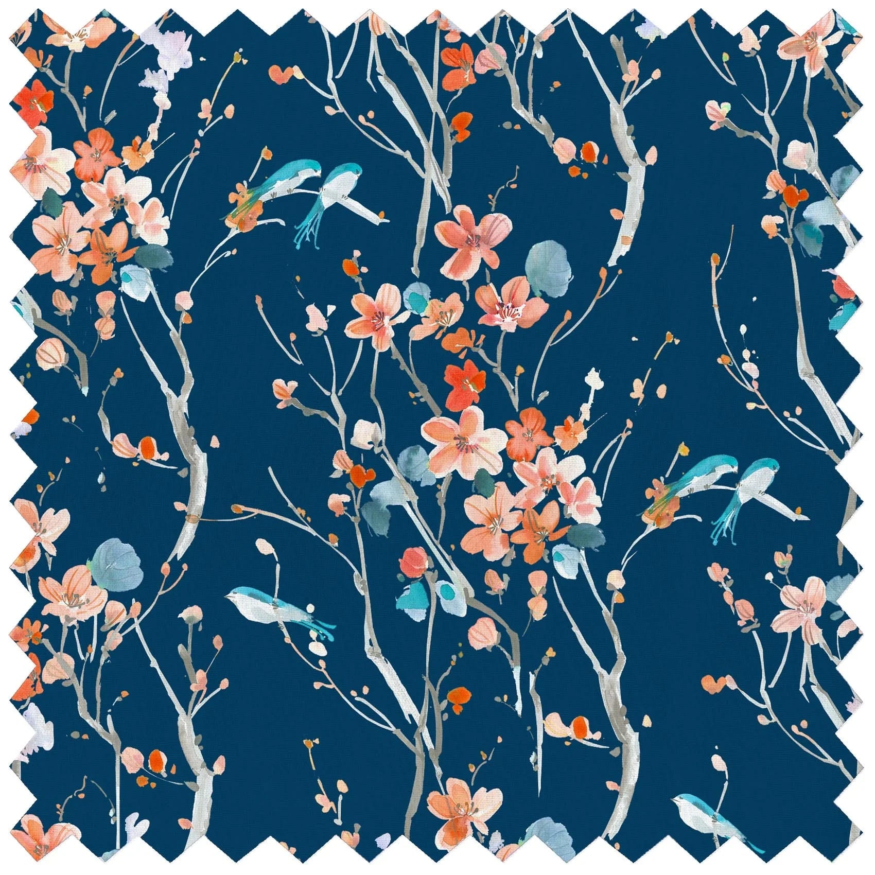 Armathwaite Peach Navy Lomond Pima Lawn Cotton - Dress Fabric