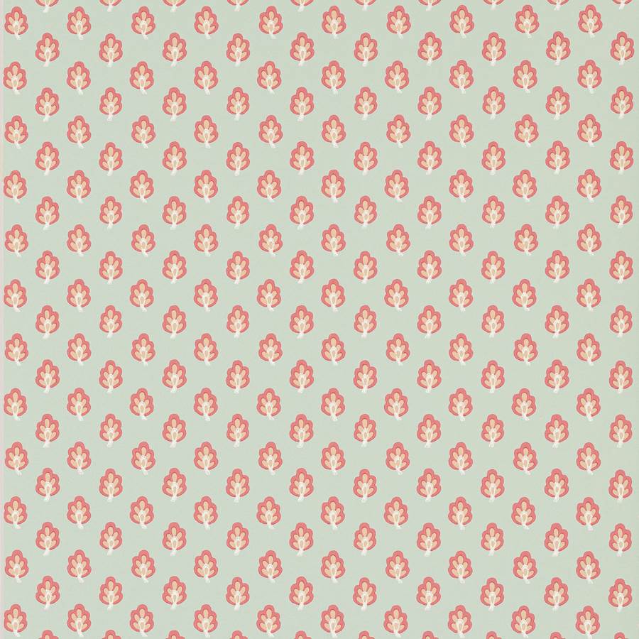 Albie Wallpaper - Aqua/Coral - J187W-01 - Jane Churchill