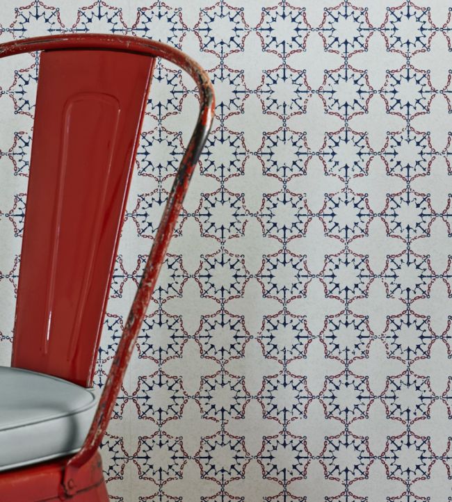 Anchor Tile Wallpaper - Red / White / Blue - BG1000 - 101 - Barneby Gates