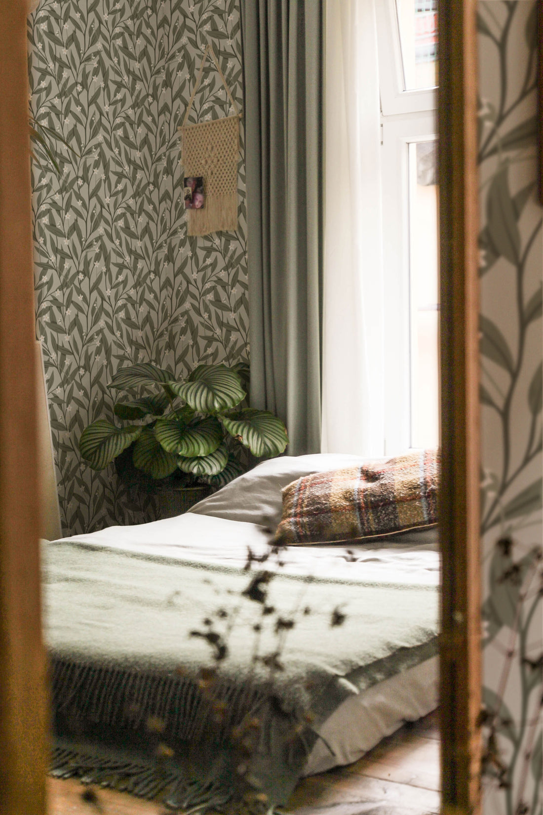 Anemone Wallpaper - Dark Green - Summer Gray
