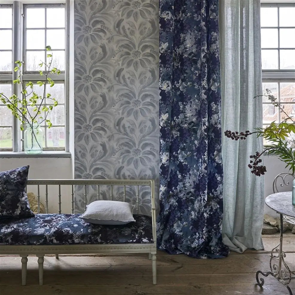 Angelique Damask Wallpaper - Steel - PDG1036/02 - Designers Guild