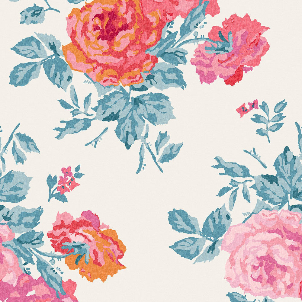 Archive Rose Wallpaper - Blue & Pink - 125495 - Cath Kidston
