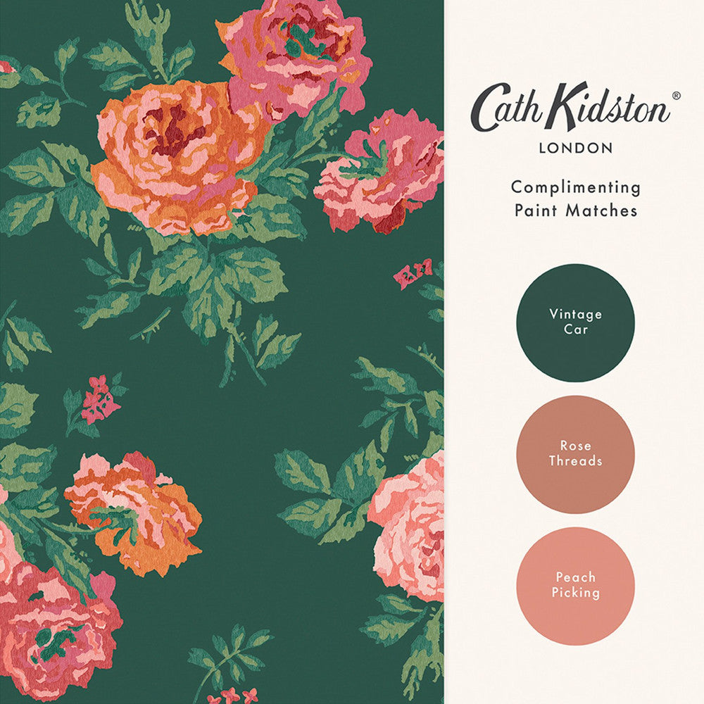 Archive Rose Wallpaper - Green - 125496 - Cath Kidston