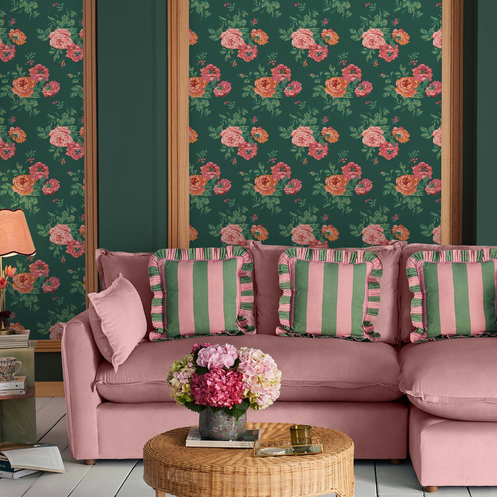 Archive Rose Wallpaper - Green - 125496 - Cath Kidston