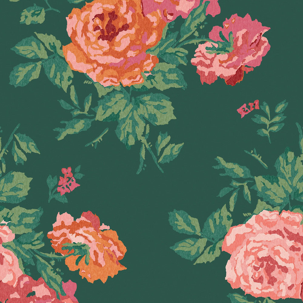 Archive Rose Wallpaper - Green - 125496 - Cath Kidston