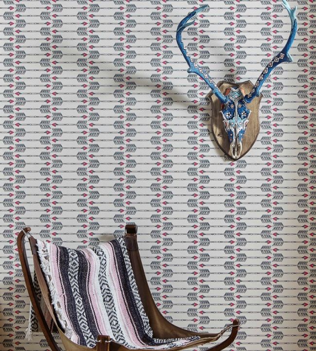 Arrows Wallpaper - Charcoal Pink - BG1600101 - Barneby Gates