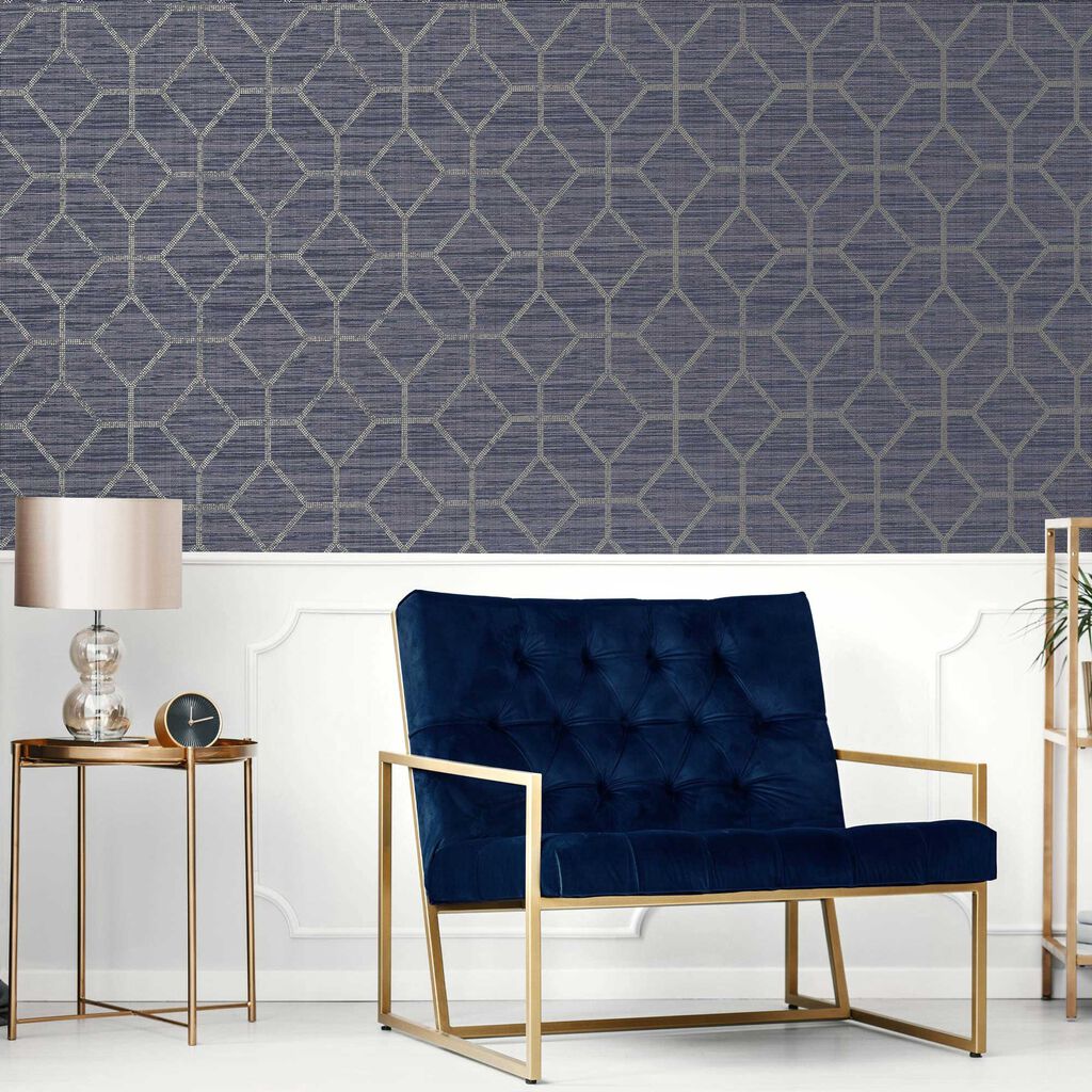 Asscher Geo Wallpaper - Sapphire - Boutique Luxury