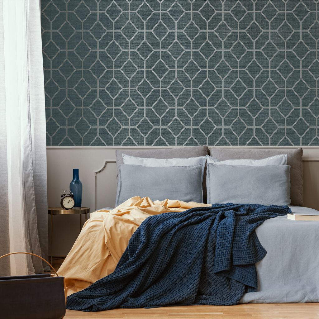 Asscher Geo Wallpaper - Teal - Boutique Luxury