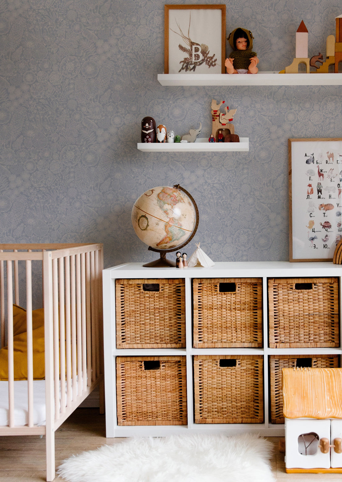 August Wallpaper - Blue - Summer Gray
