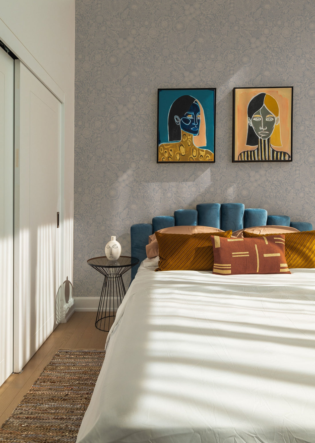 August Wallpaper - Blue - Summer Gray
