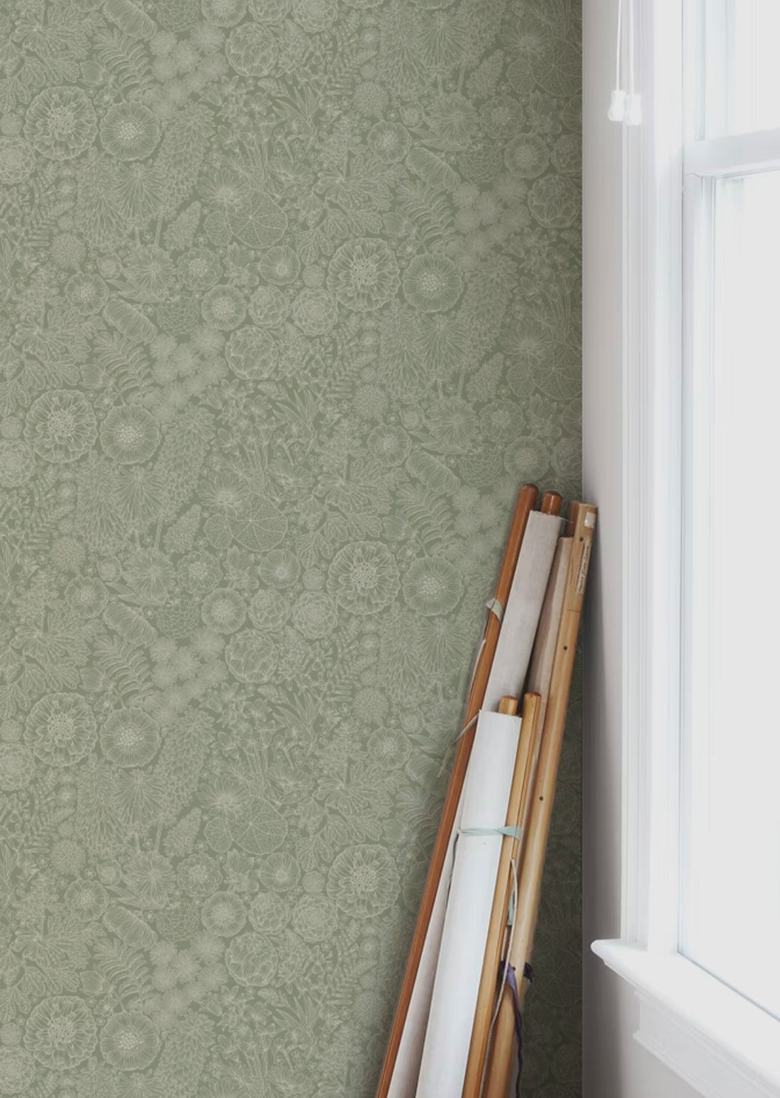 August Wallpaper - Green - Summer Gray
