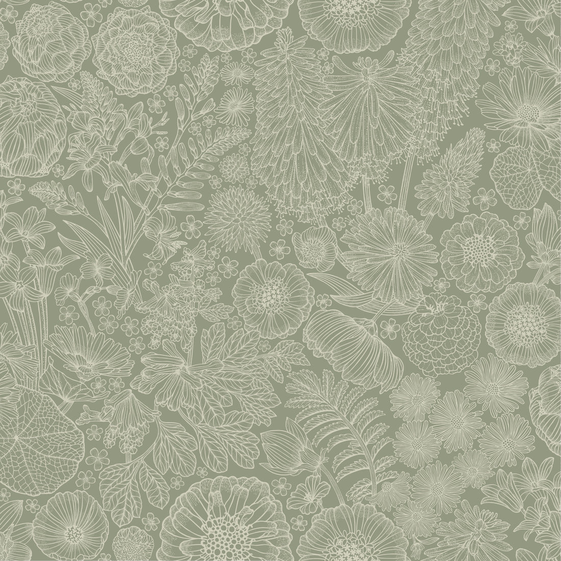 August Wallpaper - Green - Summer Gray
