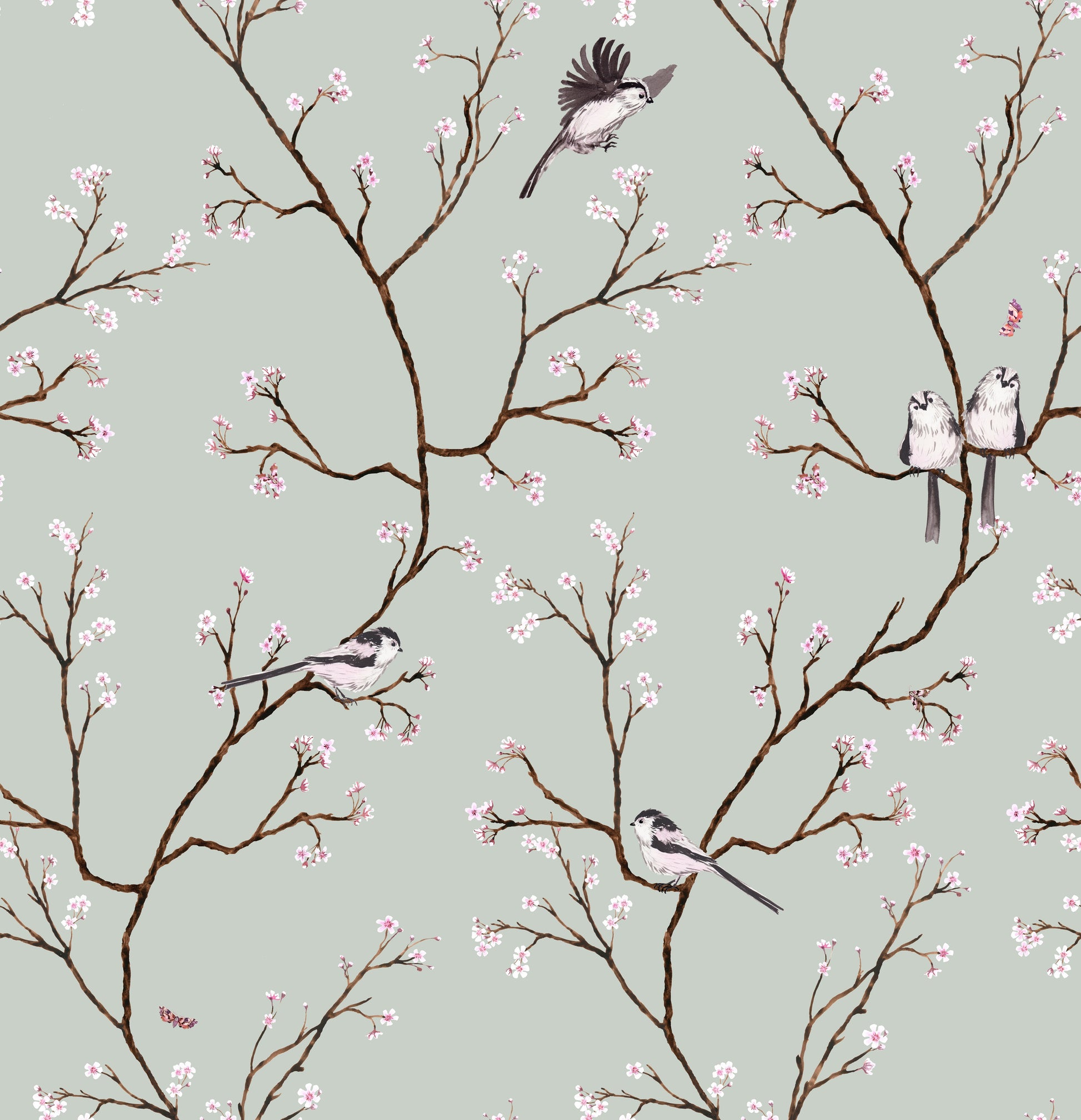 Blossom Fabric - Eau De Nil - Petronella Hall