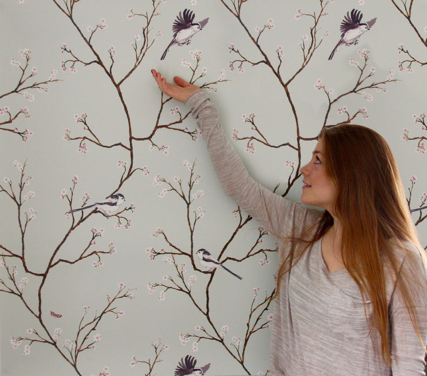 Blossom Wallpaper - Eau De Nil - Petronella Hall