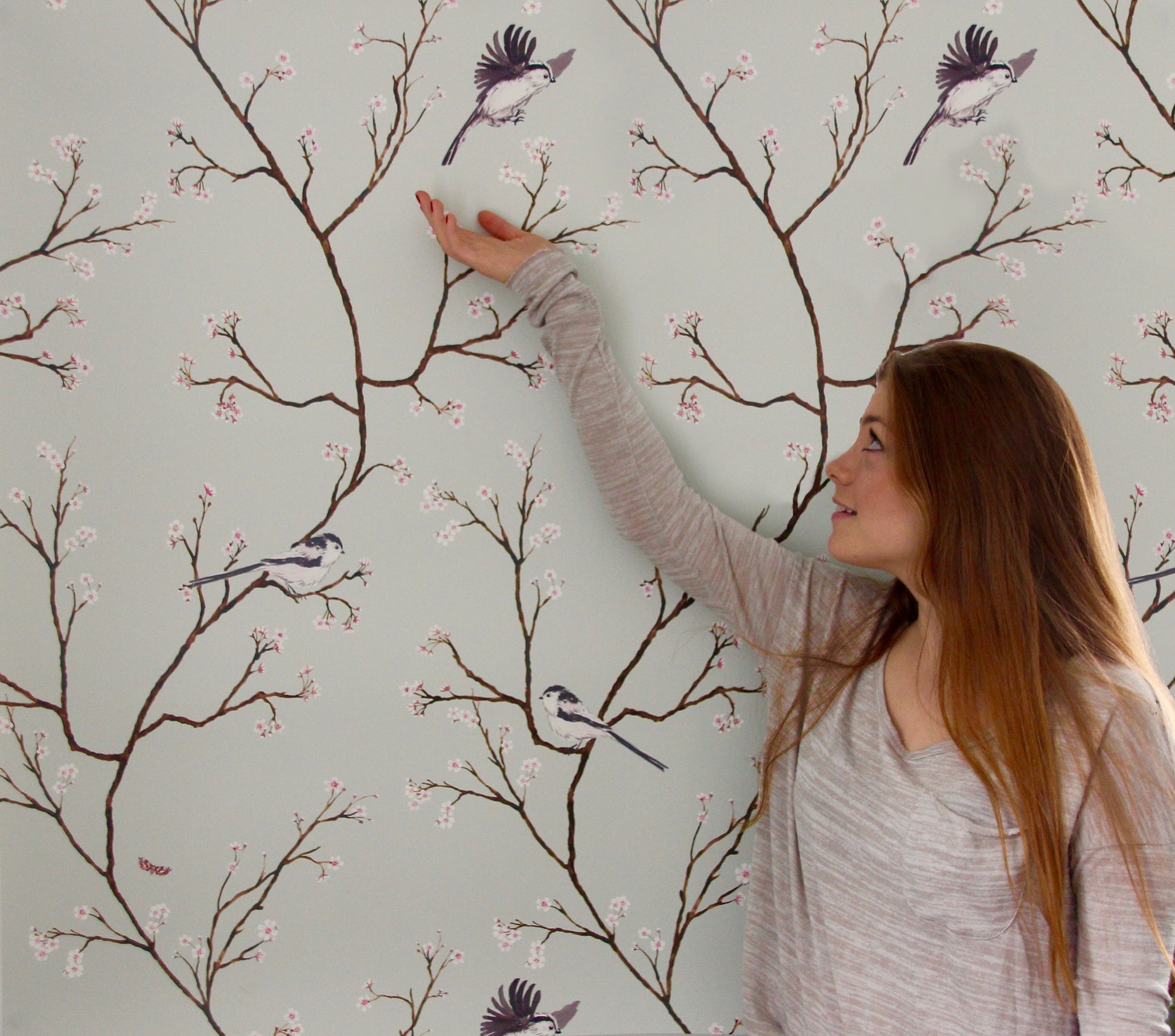 Blossom Wallpaper - Eau De Nil - Petronella Hall