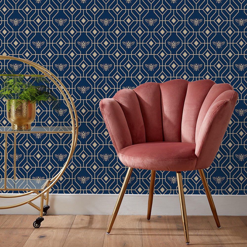 Bee Deco Gold Foil Wallpaper