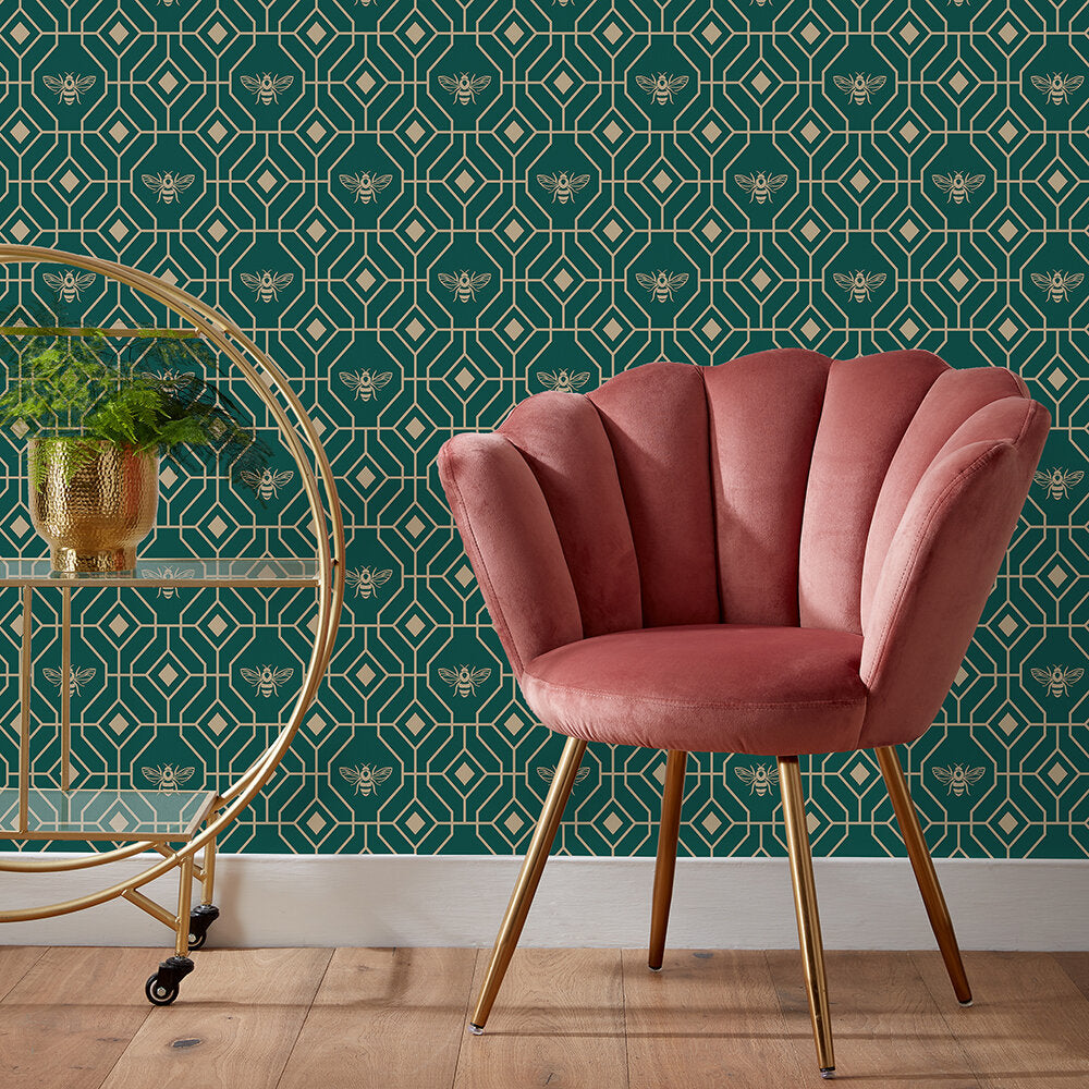 Bee Deco Gold Foil Wallpaper