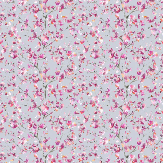 Belsay Peony Silver Fabric