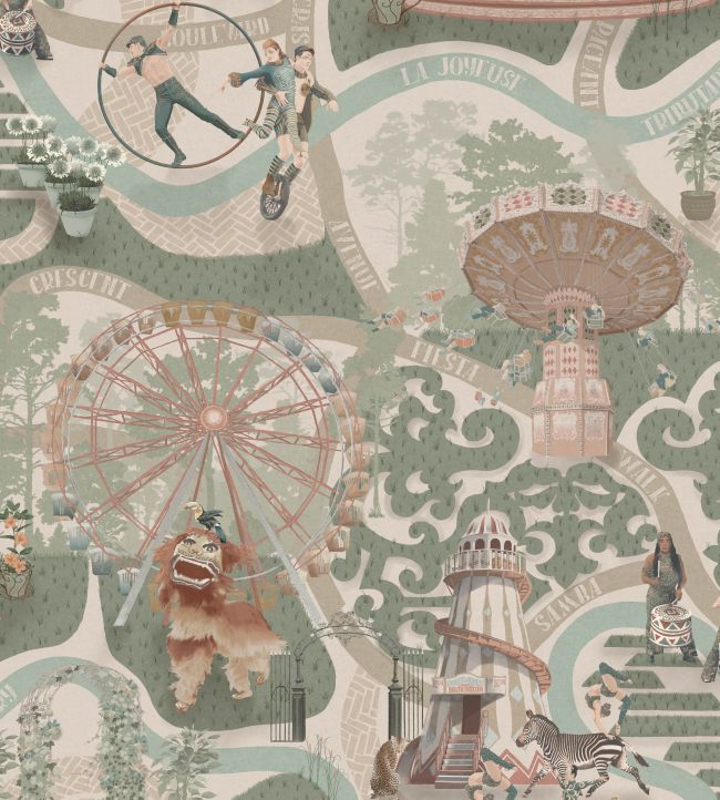BMCF003-03A - Carnival Map Wallpaper - Eau De Nil - Brand McKenzie