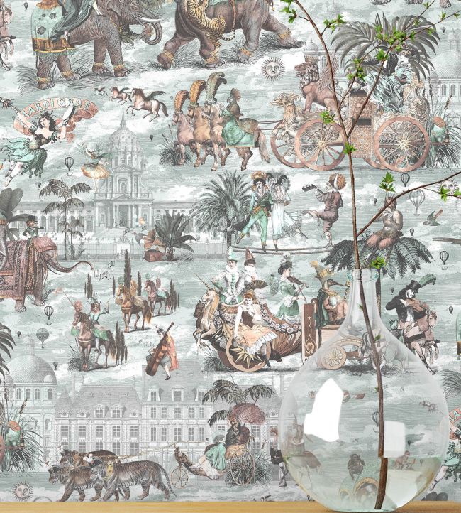 BMCF003-05B - Fiesta Wallpaper - Peach & Seawater - Brand McKenzie