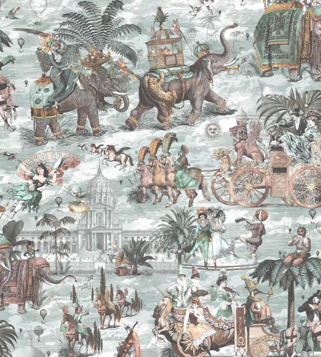 BMCF003-05B - Fiesta Wallpaper - Peach & Seawater - Brand McKenzie
