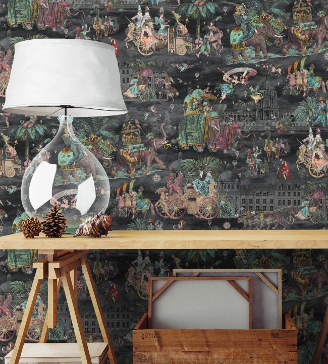 BMCF003-05E - Fiesta Wallpaper - Ruby Green Charcoal - Brand McKenzie