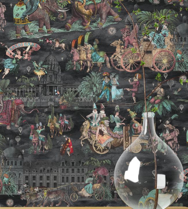 BMCF003-05E - Fiesta Wallpaper - Ruby Green Charcoal - Brand McKenzie