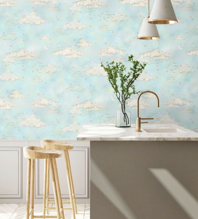 BMCF003-10B - Starry Clouds Wallpaper - Green Sky - Brand McKenzie