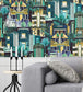BMHD002-02A - Downtown Deco Wallpaper - Indigo - Brand McKenzie