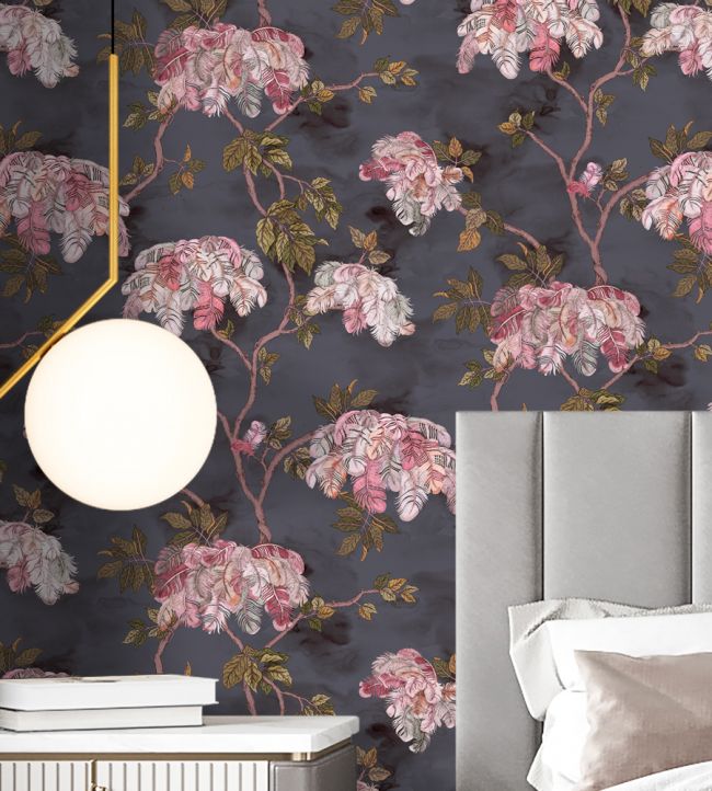 BMHD002-03A - Feather Palm Wallpaper - Charcoal - Brand McKenzie