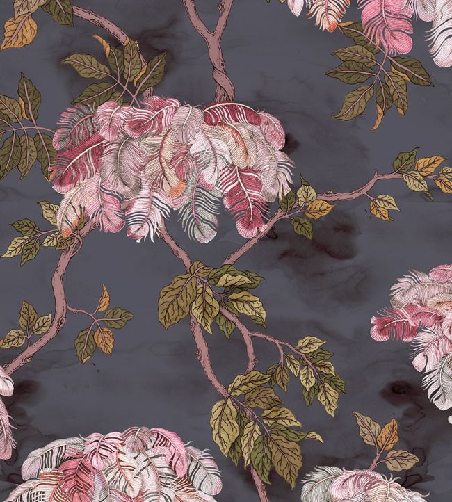 BMHD002-03A - Feather Palm Wallpaper - Charcoal - Brand McKenzie