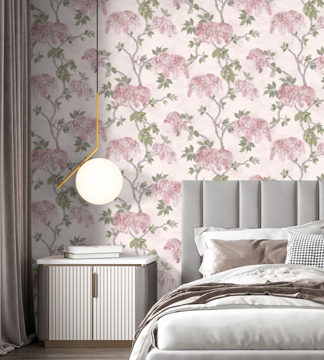 BMHD002-03B - Feather Palm Wallpaper - Rose - Brand McKenzie