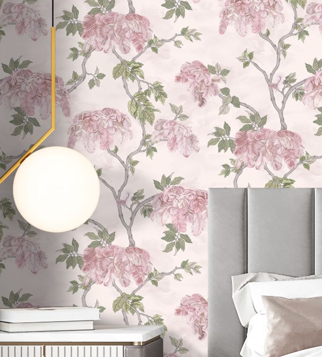 BMHD002-03B - Feather Palm Wallpaper - Rose - Brand McKenzie