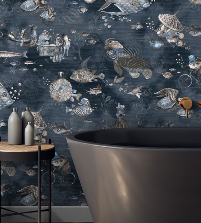 BMHD002-07D - Sea Life Wallpaper - Navy - Brand McKenzie