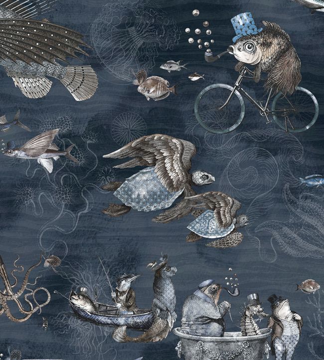 BMHD002-07D - Sea Life Wallpaper - Navy - Brand McKenzie